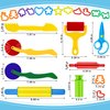 Playdough Tool Set 24PCS Playdough Tools for Kids with Playdough Cutters, Roller, Rolling Pins,Plastic Scissors,Dough Extruders