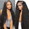 JTMMP 18 Inch Deep Wave Lace Front Wigs Human Hair Pre Plucked 13x6 HD Transparent Lace Frontal Wigs Human Hair 200% Density Deep Curly Glueless Wigs Human Hair for Women