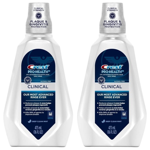 Crest Pro-Health Clinical CPC Antigingivitis/Antiplaque Oral Rinse Deep Clean Mint, Clean Mint 473 ml (Pack of 2)