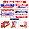 48 Baseball 24PCS Baseball Temporary Tattoos Sticker 24PCS Slap Bracelets Perfect for Themed Birthday Party Favors Baby Showers or Classroom Rewards Ideal Decor and Gifts for Girls and Boys