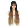 Yunkang Baseball Cap Wig Hat Wig with Synthetic Small Box Braiding Hair Extensions Attached for Black White Women Girls 24inch Long Ombre Braids Wig Black Brown Light Brown(B-53)