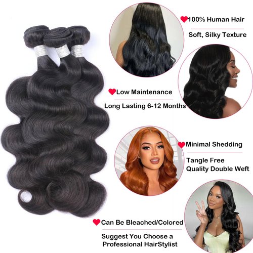 SilkSleek 16A Body Wave Bundles Human Hair 14 16 18 Inch 100% Unprocessed Brazilian Virgin Human Hair Quick Weave Bundles Body Wave 3 Bundles Raw Human Hair Extensions for Women