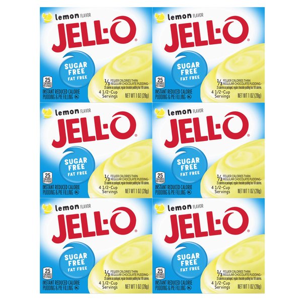 Jell-O Instant Lemon Sugar-Free Fat Free Pudding & Pie Filling (1 oz Boxes, Pack of 6)