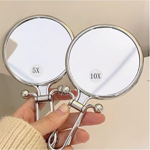 Stianiiie 1X 5X Handheld Mirror with Handle for Travel, Magnifying Mirror, Magnification,Rotation Adjustable Handle,Double Sided Folding,Mirror for Women for Eyes Makeup Travel Mirror,Portable Mirror