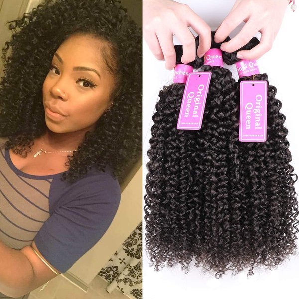 Original Queen 100% Brazilian Unprocessed Virgin Kinky Curly Human Hair Weave 3 Bundles Deep Curly Hair Extensions Mixed Length 8 10 12inches