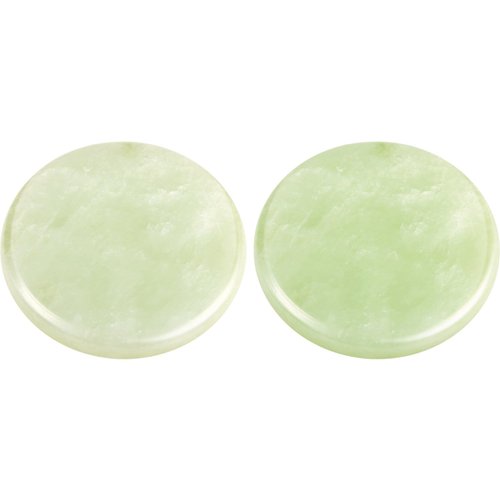 Bememo 2 Pieces Jade Stone for Lash Glue Eyelash Extension Round Jade Stone Lash Glue Holders Adhesive Pallet Fake Eye Lash Holder Base 2 Inch (Green)