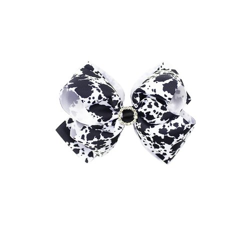 Cow Stria Hair Clips Pin Bows Milk Cow Headband Hairclip Cow Stria Girls Bow BBG34 (6 Inch)