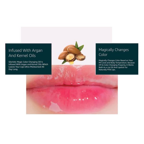 Gloristic | Magic Lip Oil | Color Changing Lip Oil | Vitamin Rich Ultra Moisturizing | Plumping Lip Gloss with Jojoba Oil | Halal | Vegan | Long-lasting