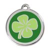 Green Clover Custom Engraved Stainless Steel with Enamel Pet ID Tag - Size Medium