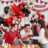 Red White and Black Balloon Garland Arch Kit, Red and Black Party Decorations with white Silver Balloons Confetti Latex Balloons for Graduation Decorations Prom Anniversary Birthday Party Decorations