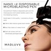 MADLUVV Nano 12 Professional Brow Artistry Pens for Flawless Eyebrows, Premium Pens for Pigment Ink, 18mm Sterile Disposable Micro Brow Sharp – 10 Pack