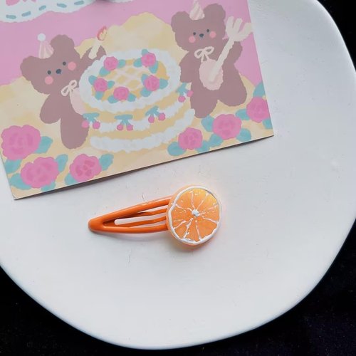 2 Pcs Slice Snap Hair Clips for Women Girls Bangs Side Hairpins Creative Barrettes Hair Accessories，Clips and Barrettes Hair Accessories（Orange）