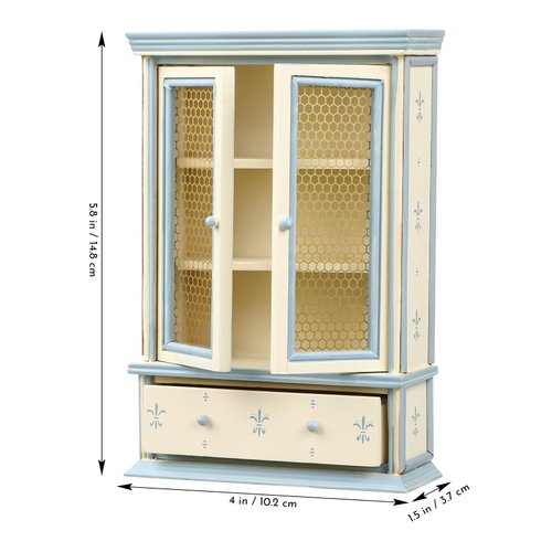 NUOBESTY Wooden Dollhouse Bookshelf Cabinet Dollhouse Display Shelf Miniature Display Bookcase Model for Dollhouse Fairy Gardens Miniature Furniture Accessories