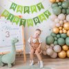 PatiCool Green Happy Birthday Banner,Greenery Theme Birthday Party,Happy Birthday Sign Bunting Banner,Happy Birthday Garland for Women Men Birthday Hanging Jungle Party Decorations Supplies