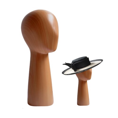 CHADWICK Imitation Wood Mannequin Head, Manikin Head Hat Stand, Wig Head Stand for Displaying Hats and Wigs, Wig Caps Mannequin Head Stand, Art Decoration Model Head, Durable GFRP Material