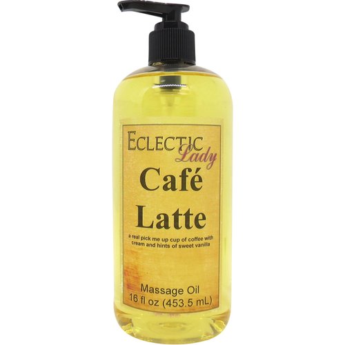 Cafe Latte Massage Oil, 16 oz, With Sweet Almond Oil and Jojoba Oil, Preservative Free, Perfect for Aromatherapy and Relaxation