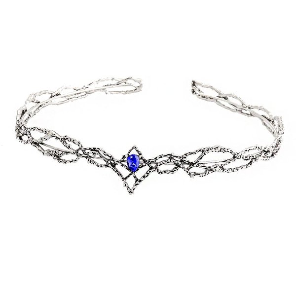Crown Crystals Tiaras Hair Band Bridal Crowns King Headband For Birthday Party Wedding Prom Pageant Cosplay (Silver Blue)