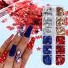 12 Grids 4th of July Star Nail Glitter Sequins Shiny Red Blue Sliver Gold Star Nail Stickers Decals Independence Day Nail Sequins Flakes 3D Glitter Nail Art Supplies for DIY Nail Eye Face Body Decor