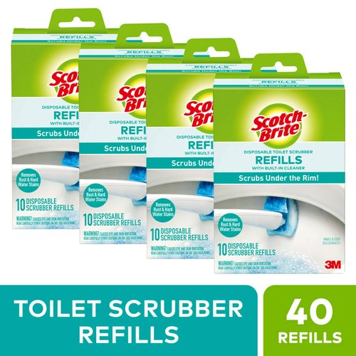 Scotch-Brite Disposable Toilet Cleaner Refill Pads, Disposable Refills with Built-In Bleach Alternative, Removes Rust & Hard Water Stains, 40 Disposable Refills