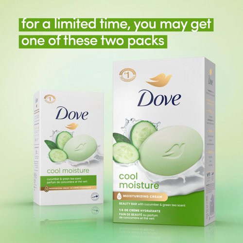 Dove Skin Care Beauty Bar For Softer Skin Cucumber And Green Tea More Moisturizing Than Bar Soap 3.75 oz, 8 Bars