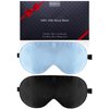 Silk Sleep Mask, 2 Packs 100% Real Natural Silk Eye Mask with Adjustable Straps, Eye Sleep Mask, BeeVines Summer Travel Eye Sleep Sunshade to Reduce Puffy Eyes (Black & Pastel Blue)
