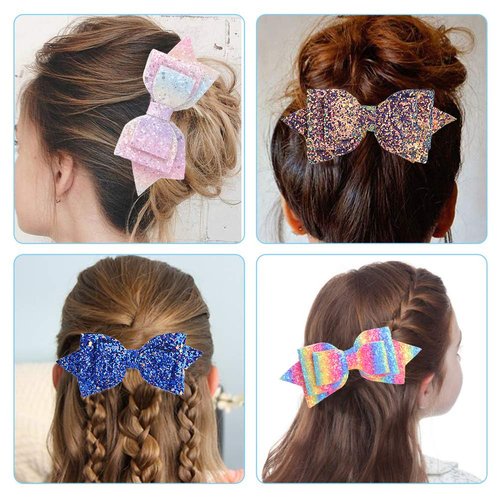 12pcs Glitter Hair Bows Alligator Clips Sequins Hair Clips Hair Barrettes Hair Accessories for Kids Girls Teens Toddlers
