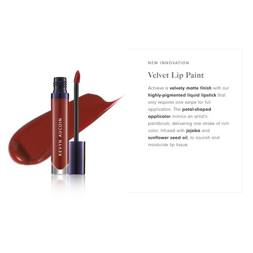 Kevyn Aucoin Velvet Lip Paint, Striking color: All-day matte lip color coverage. Smudge proof, ultra-pigmented, quick dry makeup, weightless formula