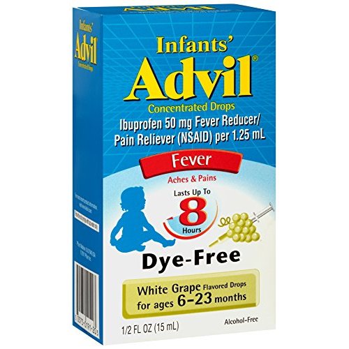 Advil Concentrated Drops Fever Reducer/Pain Reliever In Dye-Free White Grape Flavor, Multicolor, 0.5 Ounce