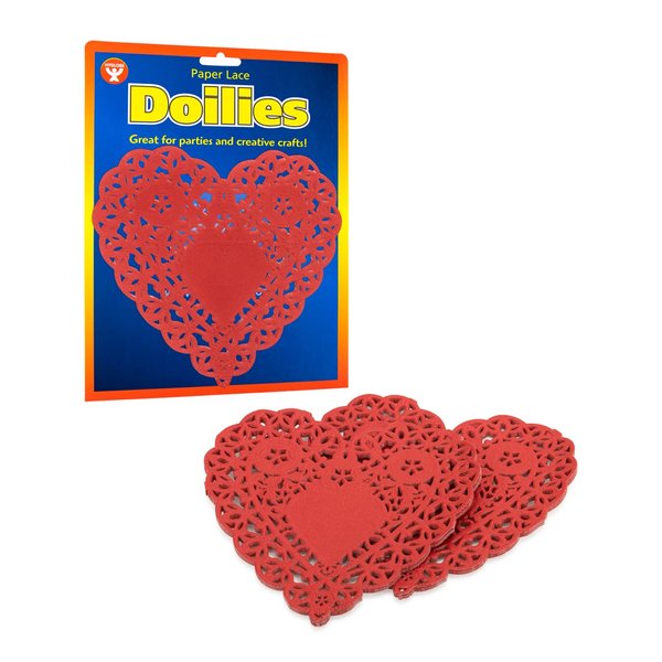 Hygloss Products Heart Paper Doilies – 6 Inch Red Lace Doily for Decorations, Crafts, Parties, 100 Pack