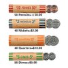 NATURALABEL 80 Assorted Preformed Coin Wrappers Rolls, 32 Quarters,16 Pennies, 16 Nickels, 16 Dimes, Durable Change Rolls Wrappers Paper Coins Tubes, Coin Rollers Money Rolls for Coins (80 PCS)