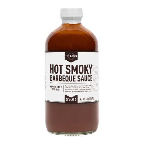 Lillie’s Q - Hot Smoky Barbeque Sauce, Gourmet BBQ Sauce, Sweet Brown Sugar BBQ Sauce with Spicy Cayenne, Mild Smoky Flavor, Premium Ingredients, Made with Gluten-Free Ingredients (20 oz)