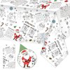 Whaline Christmas Coloring Tablecloth 54 x 108 Inch 6 Games Xmas Santa Claus Themed Color-in Paper Disposable Table Cover for Winter Holiday Birthday Party Supplies Set