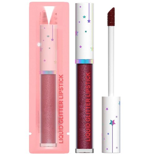 evpct 1Pcs Rich Chocolate Pearlescent Shimmer Lip Gloss, Long Lasting glitter Liquid Lipstick Lip Gloss Stain, Lip Glitter Metallic Dark Sparkly Glossy Liquid Lipsticks Set Lip makeup for Women 02#