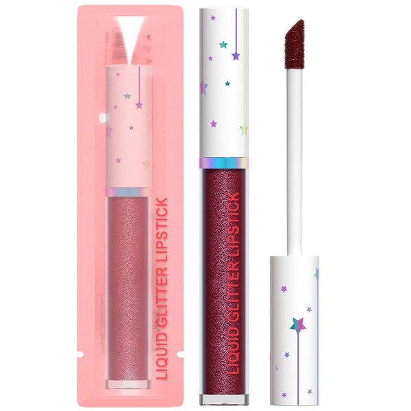 evpct 1Pcs Rich Chocolate Pearlescent Shimmer Lip Gloss, Long Lasting glitter Liquid Lipstick Lip Gloss Stain, Lip Glitter Metallic Dark Sparkly Glossy Liquid Lipsticks Set Lip makeup for Women 02#