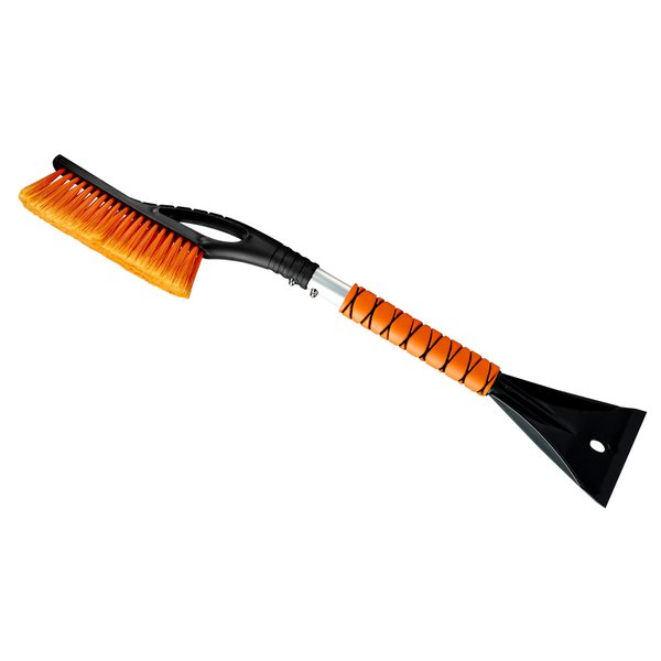 Autovir 27" Snow Brush and Ice Scrapers for Car Windshield (1 Pack), Window Ice and Snow Scraper with Ergonomic Foam Grip, Snow Windshield Scraper with Aluminum Body, Winter Car Accessories (Orange)