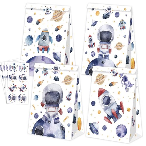 24Pcs Space Goodie Bags Space Party Favor Bags Space Paper Bags Space Gift Bags Space Birthday Decorations Space Party Supplies