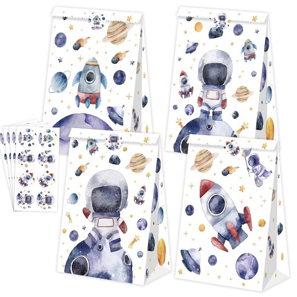 24Pcs Space Goodie Bags Space Party Favor Bags Space Paper Bags Space Gift Bags Space Birthday Decorations Space Party Supplies