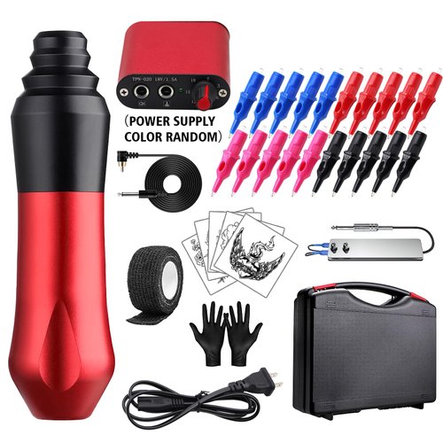 MO MOLONG Tattoo Kit with 20Pcs Ballpoint Pen Tattoo CartridgesTattoo Gun Kit 5 Practise Paper for Beginners Tattoo Gun Starter Kit Tattoo Power Supply Tattoo Supplies for Beginners