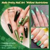Allstarry Nail Glitter 4 Colors Shamrock Green Holographic Glitter Iridescent Chunky Nail Flakes Hexagon Face Sequins Sparkly Fine Powder for Spring St. Patrick's Day Manicure DIY Gel Polish Crafts