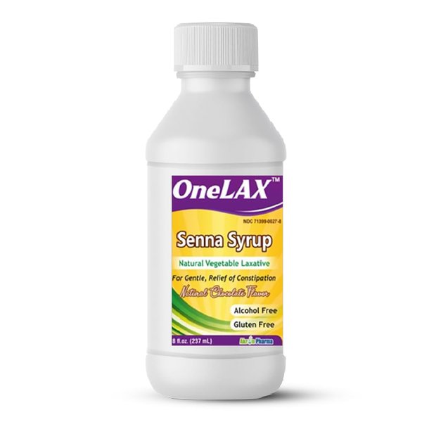 OneLAX - Senna Syrup | Natural Vegetable Laxative (8fl.oz Bottle) Natural Chocolate Flavor, for Gentle, Relief of Constipation