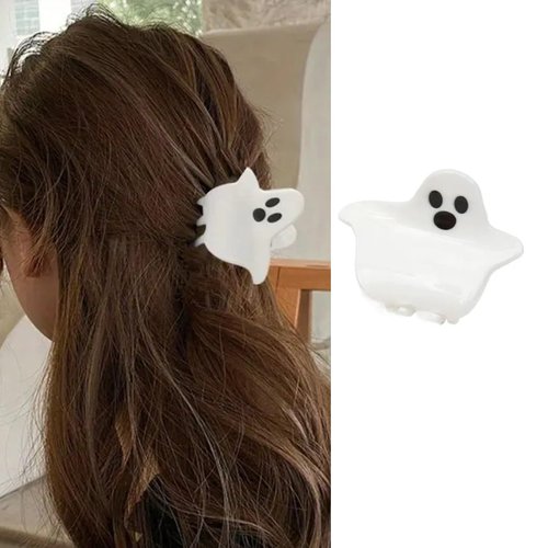 Halloween Hair Clips Cute Ghost Hair Claw Clips Non-Slip White Ghost Hair Jaw Clips Funny Halloween Hair Decoration Accessories for Women Girls Halloween Cosplay Hair Styling, 1PCS