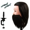 Man Male Mannequin Head Manikin 100% Human Hair Hairdresser Training Head Cosmetology Doll Head (Table Clamp Stand Included) (15" Male Human Hair, Dark Brown)