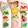 Reptile Temporary Tattoos Swamp Swirls Safari Animals Lizard Snake Alligator Turtle Camping Wilderness Jungle Themed Birthday Stickers for Kids Party Favors, Supplies, Decorations, Gifts, Classroom
