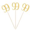 Gold Glitter 99th Birthday Centerpiece Sticks, 12-Pack Number 99 Table Topper Anniversary Party Decorations