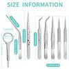 8 Pieces Tweezers Sets Stainless Steel Tweezers Forceps with Magnifying Glass Straight Fine Point Forceps Curved Round Flat Tip Tweezers 9 Holes Straight Curved Tip Tweezers for Beauty Lab Craft Tool