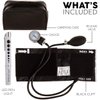 White Coat Deluxe Aneroid Sphygmomanometer Professional Blood Pressure Monitor with Adult Sized Black Cuff and Carrying Case