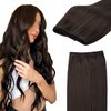 GOO GOO Sew in Hair Extensions Real Human Hair, Weft Hair Extensions Human Hair, 2A Light Brown 20 Inch-105g, Weft Bundles Straight Silky Remy Hair