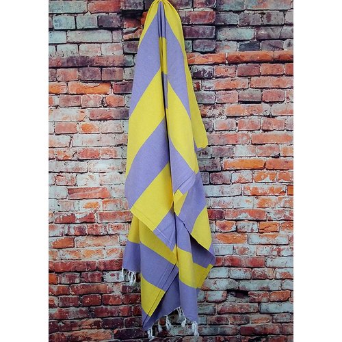 100% Cotton Anatolia Turkish Towel Surf Fouta Bath Beach Peshtemal Hamam Pool Yoga Mat Multi Color Scarf Classic Striped Blanket Tapestry Home Decor 35X70 Prewashed -Made in Turkey (Lilac/Yellow)