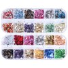 AUOCATTAIL 24 Grids Foil Nail Art Holographic Aluminum Nail Foil Flakes Stickers Nail Sequins 3D Glitter Decoration DIY Design Accessories Rainbow Nail Art Supplies Gold Nail Decals