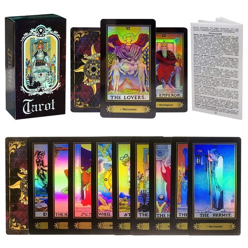 VOVOH Tarot Cards Holographic Tarot Deck for Beginners, 78 Classic Tarot Cards Surface Laser with Guidebook, Tarot Cards with Meanings on Them (English Edition)